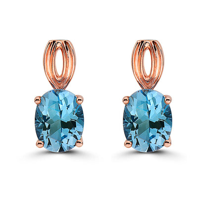 4 cts Blue Topaz Earrings in Sterling Silver Plated Rose Gold by Le Vian - BirthStone.com