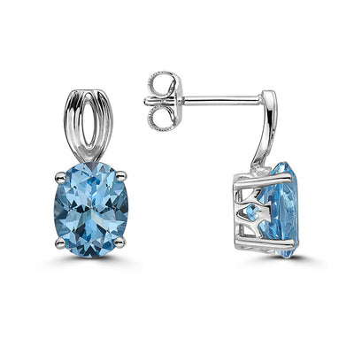 SILVER 925  GOLD SIGNITY BLUE TOPAZ EARRINGS
