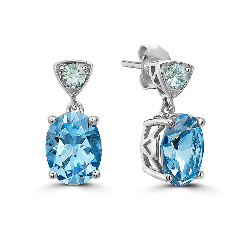 4 1/4 cts Blue Topaz and Zircon Earrings in Sterling Silver Plated Sterling Silver by Le Vian - BirthStone.com