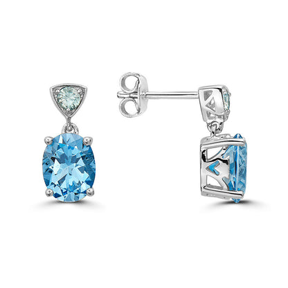 4 1/4 cts Blue Topaz and Zircon Earrings in Sterling Silver Plated Sterling Silver by Le Vian - BirthStone.com