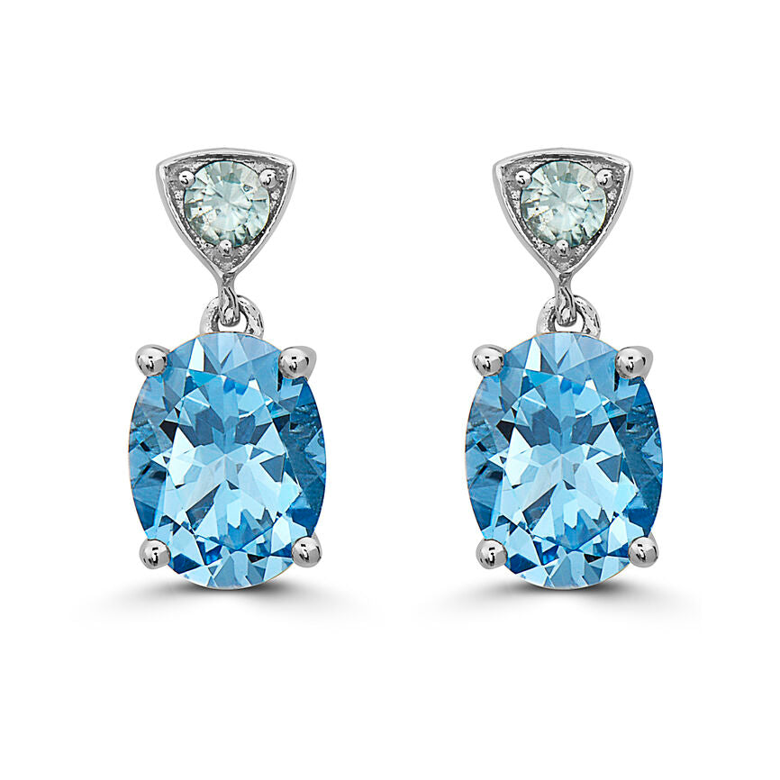 4 1/4 cts Blue Topaz and Zircon Earrings in Sterling Silver Plated Sterling Silver by Le Vian - BirthStone.com