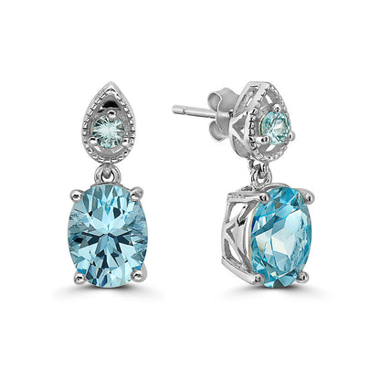 4 1/4 cts Blue Topaz and Zircon Earrings in Sterling Silver Plated Sterling Silver by Le Vian - BirthStone.com