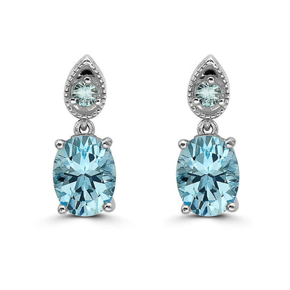 4 1/4 cts Blue Topaz and Zircon Earrings in Sterling Silver Plated Sterling Silver by Le Vian - BirthStone.com