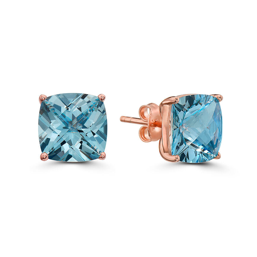 8 1/4 cts Blue Topaz Earrings in Sterling Silver Plated Rose Gold by Le Vian - BirthStone.com