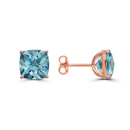 8 1/4 cts Blue Topaz Earrings in Sterling Silver Plated Rose Gold by Le Vian - BirthStone.com