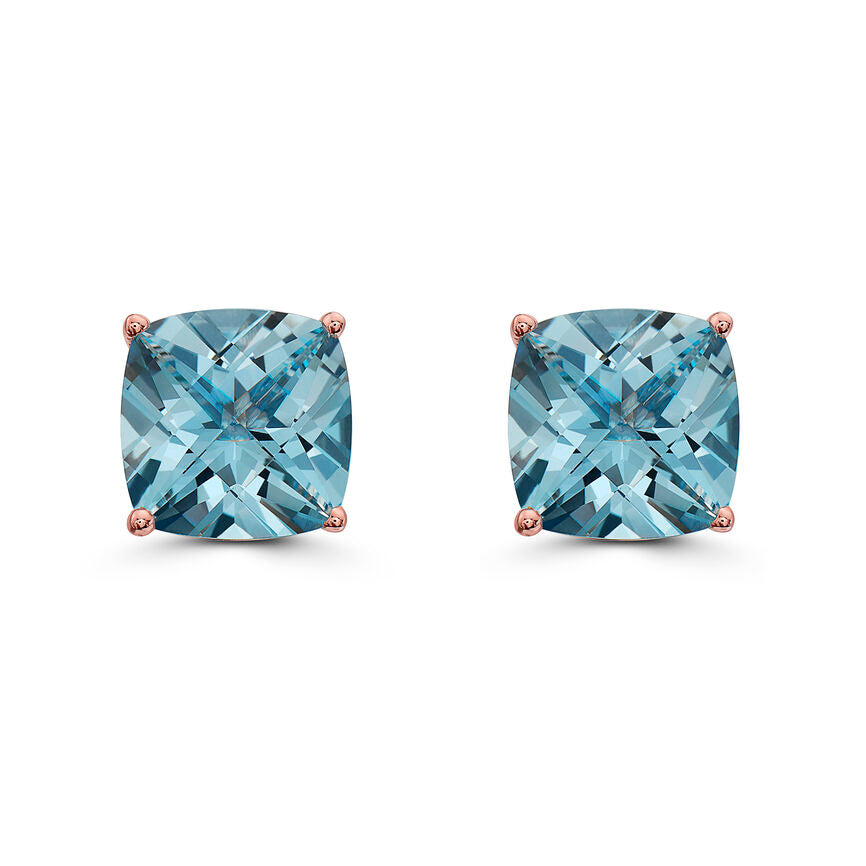 8 1/4 cts Blue Topaz Earrings in Sterling Silver Plated Rose Gold by Le Vian - BirthStone.com