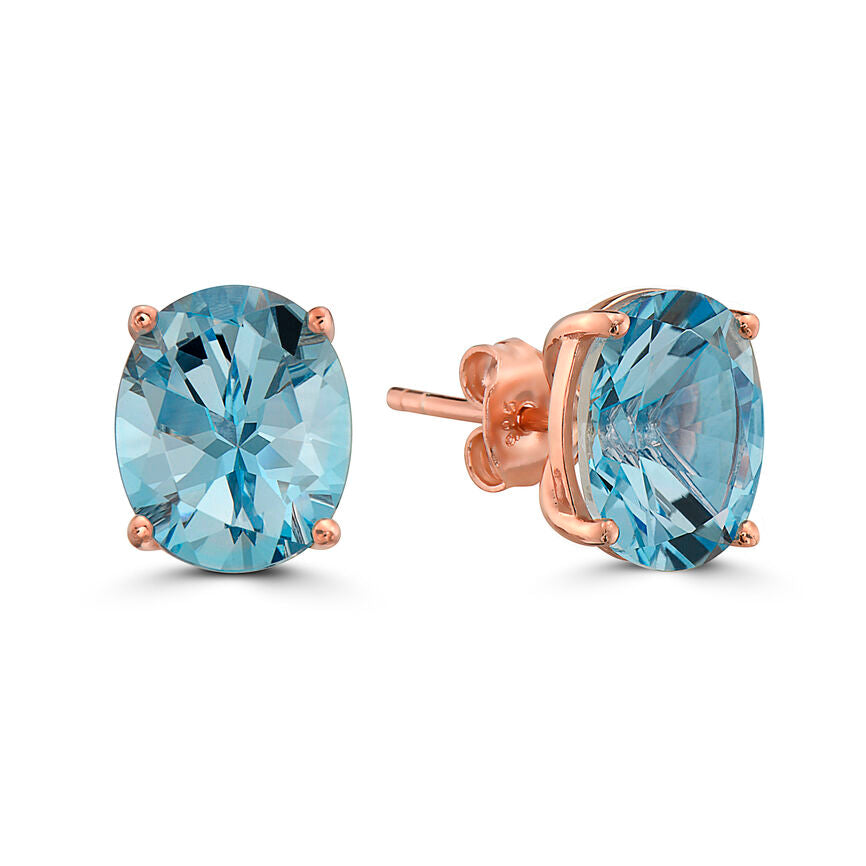 7 7/8 cts Blue Topaz Earrings in Sterling Silver Plated Rose Gold by Le Vian - BirthStone.com