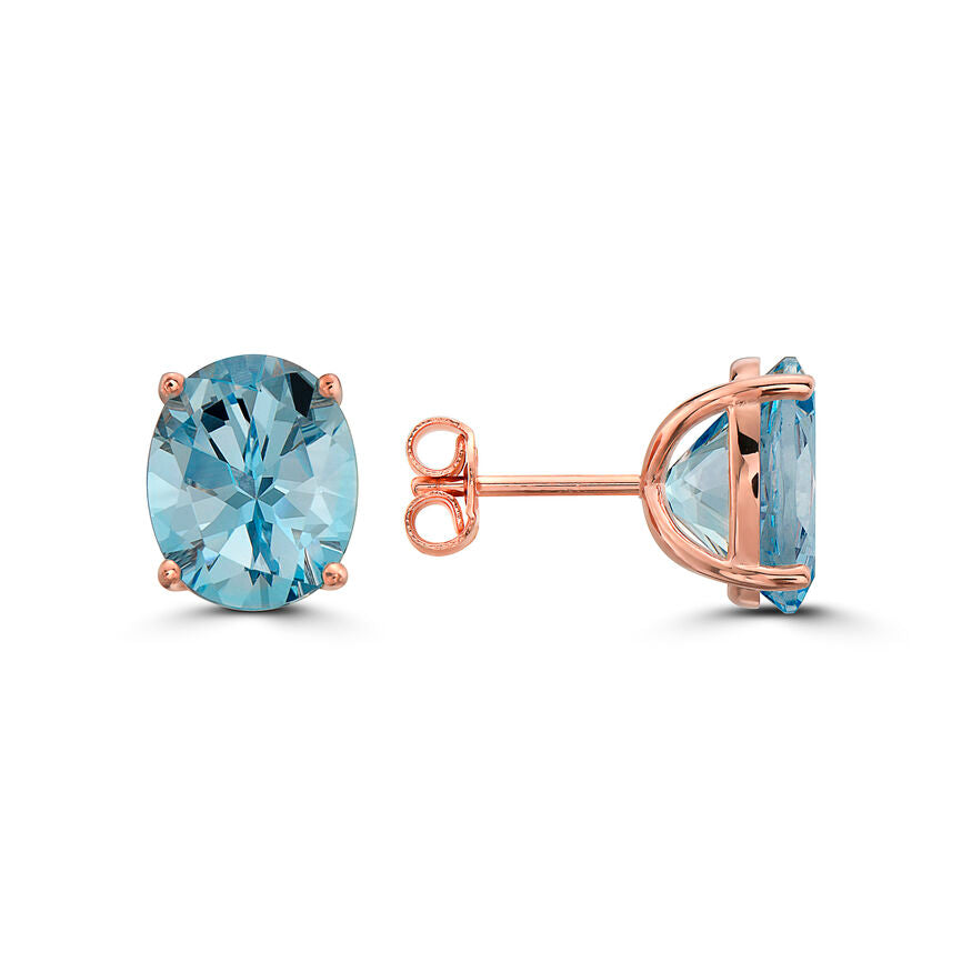 7 7/8 cts Blue Topaz Earrings in Sterling Silver Plated Rose Gold by Le Vian - BirthStone.com