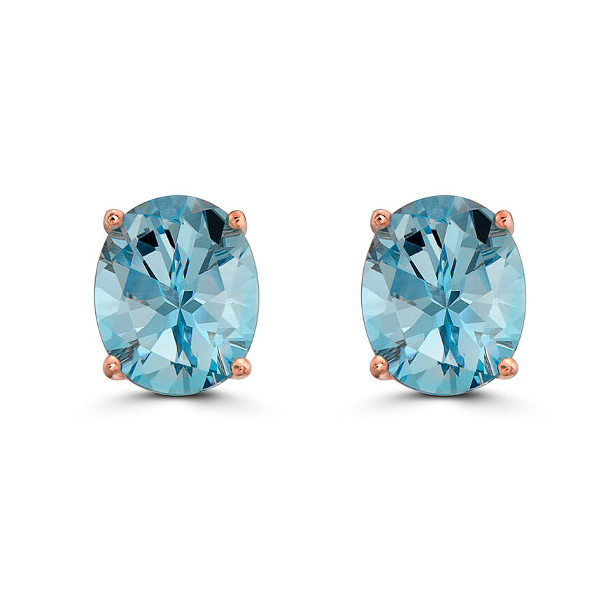 7 7/8 cts Blue Topaz Earrings in Sterling Silver Plated Rose Gold by Le Vian - BirthStone.com