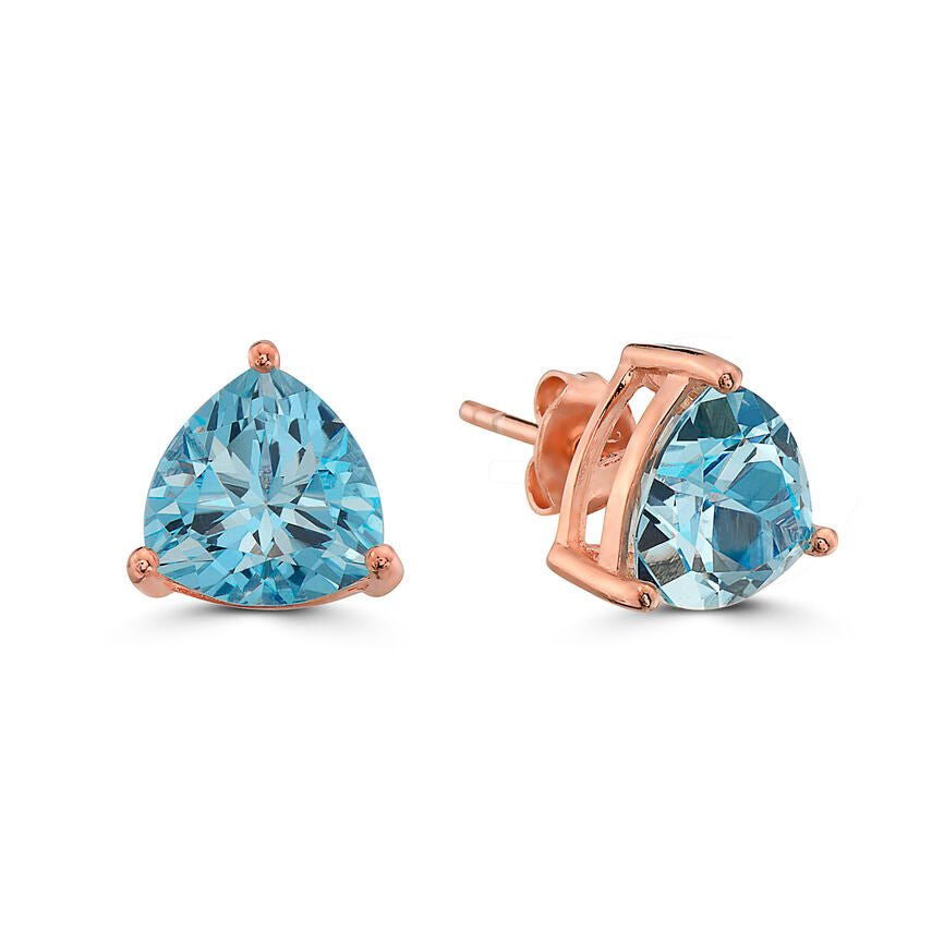 6 cts Blue Topaz Earrings in Sterling Silver Plated Rose Gold by Le Vian - BirthStone.com