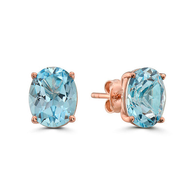 SILVER 925 STRAWBERRY GOLD SIGNITY BLUE TOPAZ EARR