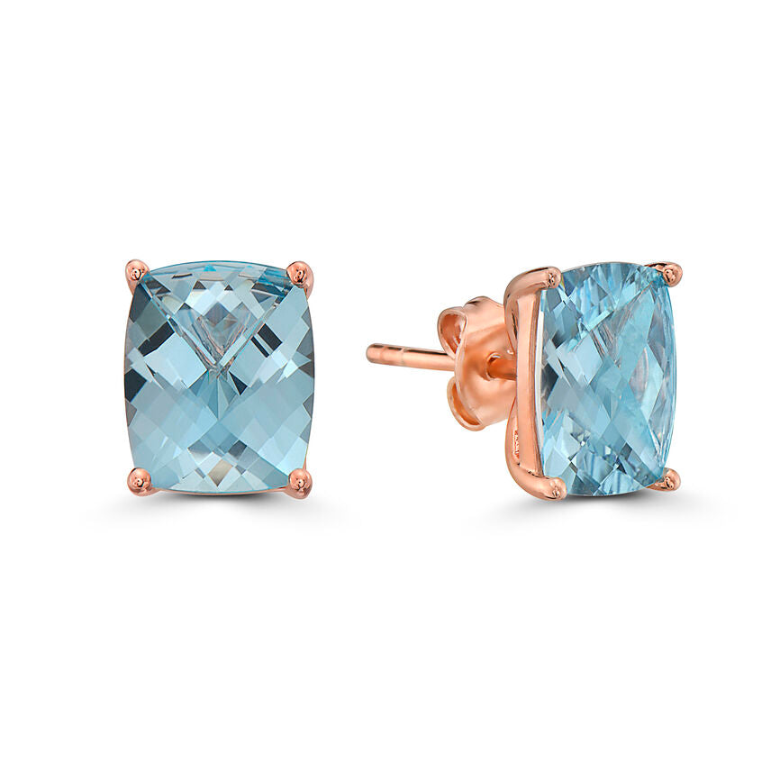 5 5/8 cts Blue Topaz Earrings in Sterling Silver Plated Rose Gold by Le Vian - BirthStone.com