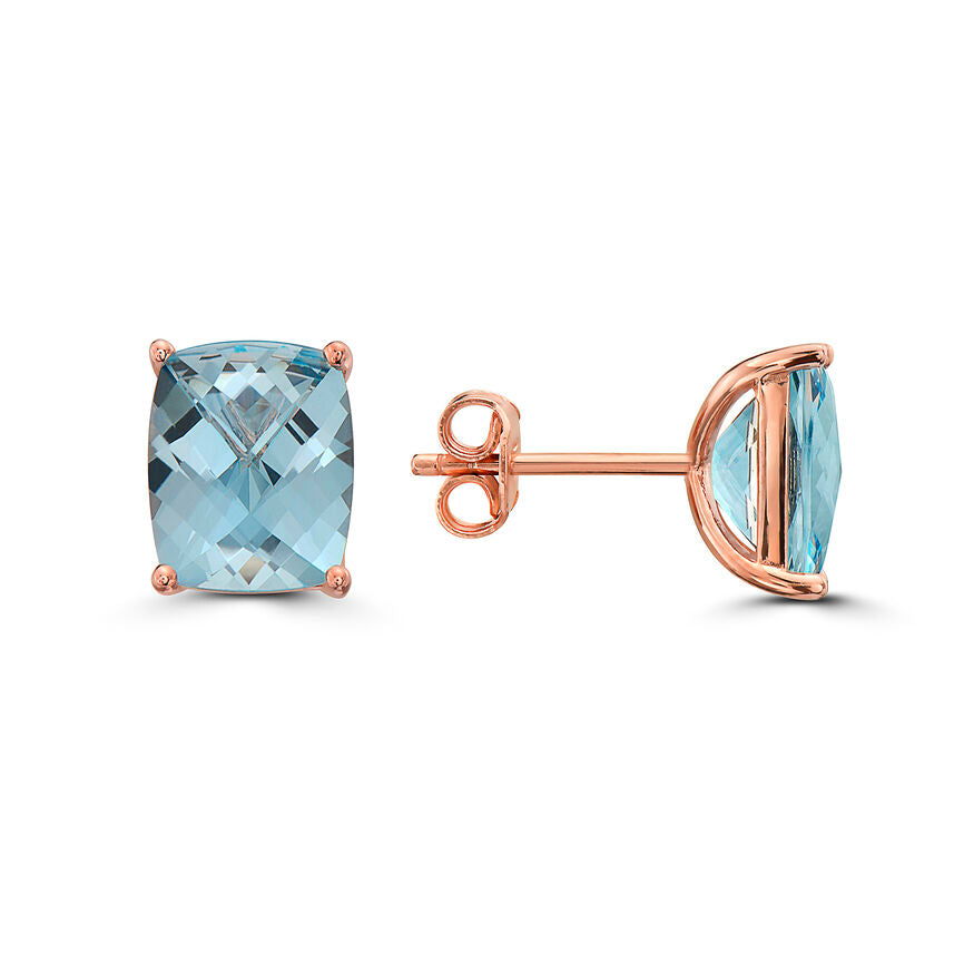 5 5/8 cts Blue Topaz Earrings in Sterling Silver Plated Rose Gold by Le Vian - BirthStone.com