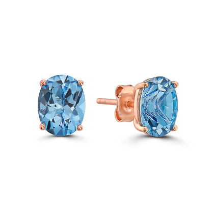 3 7/8 cts Blue Topaz Earrings in Sterling Silver Plated Rose Gold by Le Vian - BirthStone.com