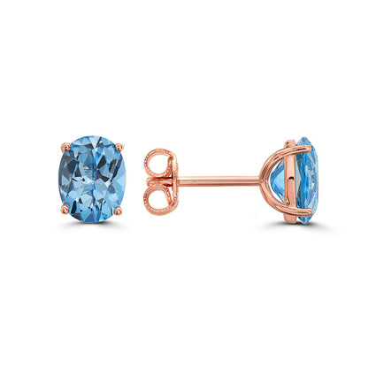 3 7/8 cts Blue Topaz Earrings in Sterling Silver Plated Rose Gold by Le Vian - BirthStone.com