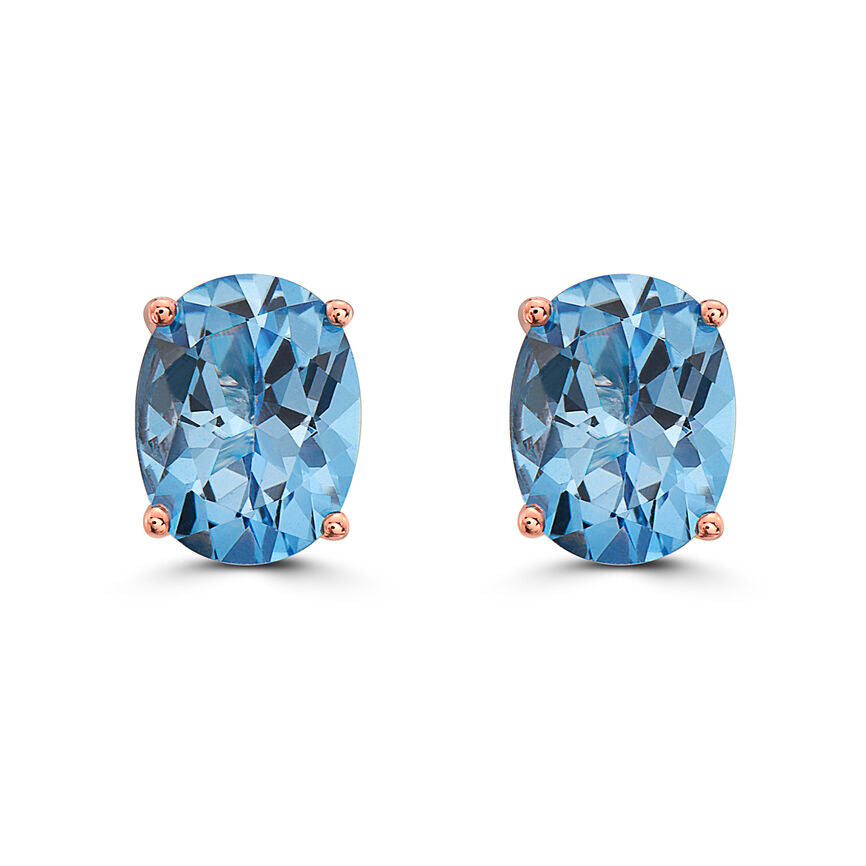 3 7/8 cts Blue Topaz Earrings in Sterling Silver Plated Rose Gold by Le Vian - BirthStone.com