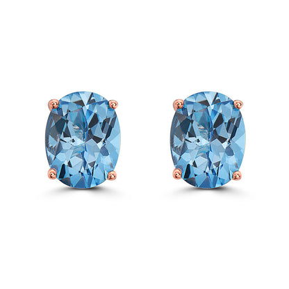 3 7/8 cts Blue Topaz Earrings in Sterling Silver Plated Rose Gold by Le Vian - BirthStone.com