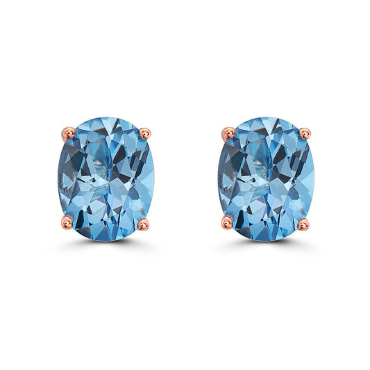 3 7/8 cts Blue Topaz Earrings in Sterling Silver Plated Rose Gold by Le Vian - BirthStone.com