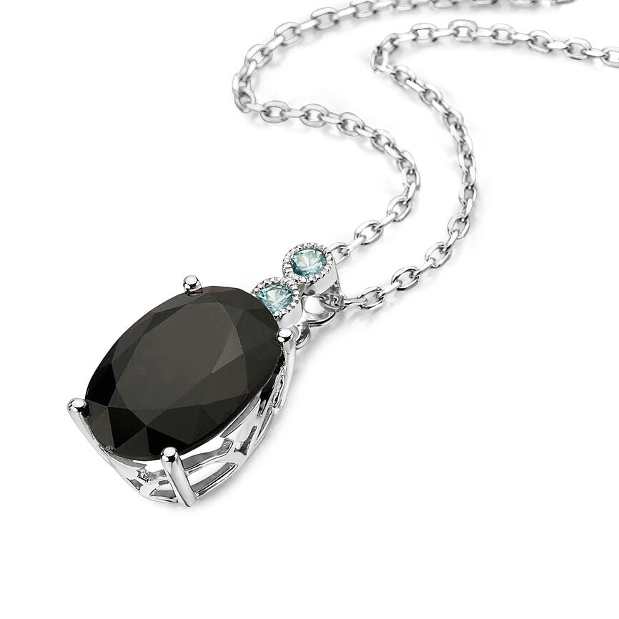 15 3/4 cts Black Sapphire and Zircon Necklace in Sterling Silver Plated Sterling Silver by Le Vian - BirthStone.com