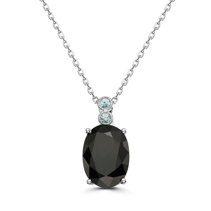 15 3/4 cts Black Sapphire and Zircon Necklace in Sterling Silver Plated Sterling Silver by Le Vian - BirthStone.com