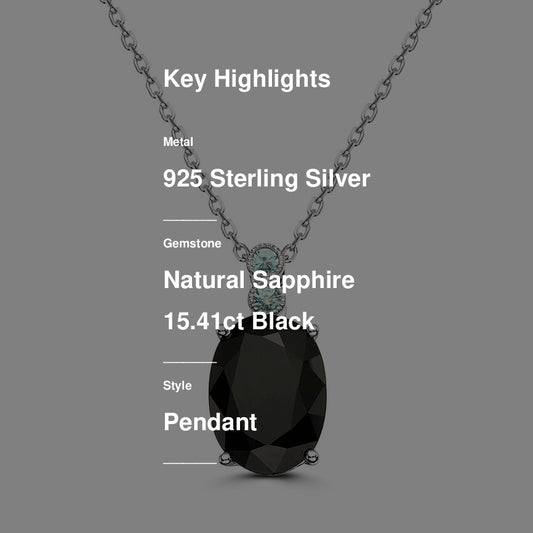 15 3/4 cts Black Sapphire and Zircon Necklace in Sterling Silver Plated Sterling Silver by Le Vian