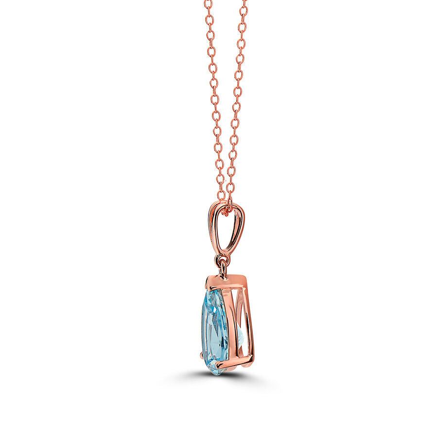 2 3/4 cts Blue Topaz Necklace in Sterling Silver Plated Rose Gold by Le Vian - BirthStone.com