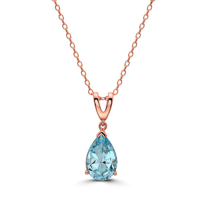 2 3/4 cts Blue Topaz Necklace in Sterling Silver Plated Rose Gold by Le Vian - BirthStone.com