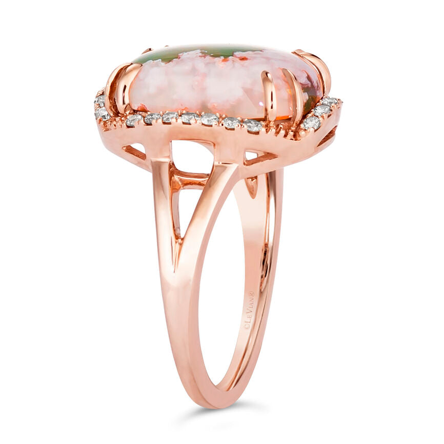 4 1/4 cts Green Aquaprase and Topaz Ring in Sterling Silver Plated Rose Gold by Le Vian - BirthStone.com