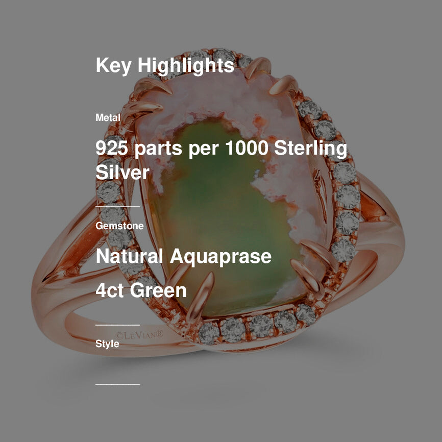 4 1/4 cts Green Aquaprase and Topaz Ring in Sterling Silver Plated Rose Gold by Le Vian