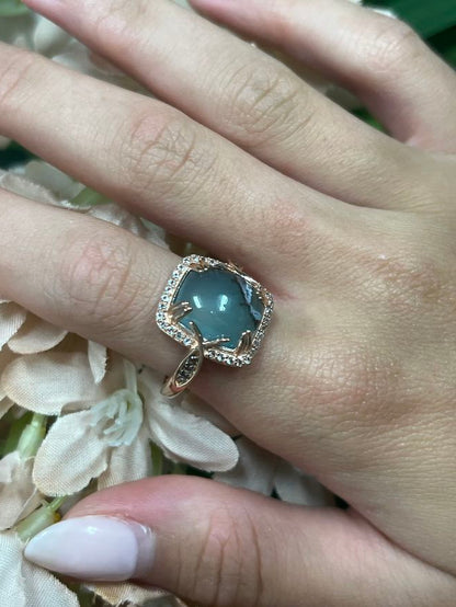 4 7/8 cts Green Aquaprase and Topaz Ring in Sterling Silver Plated Rose Gold by Le Vian - BirthStone.com