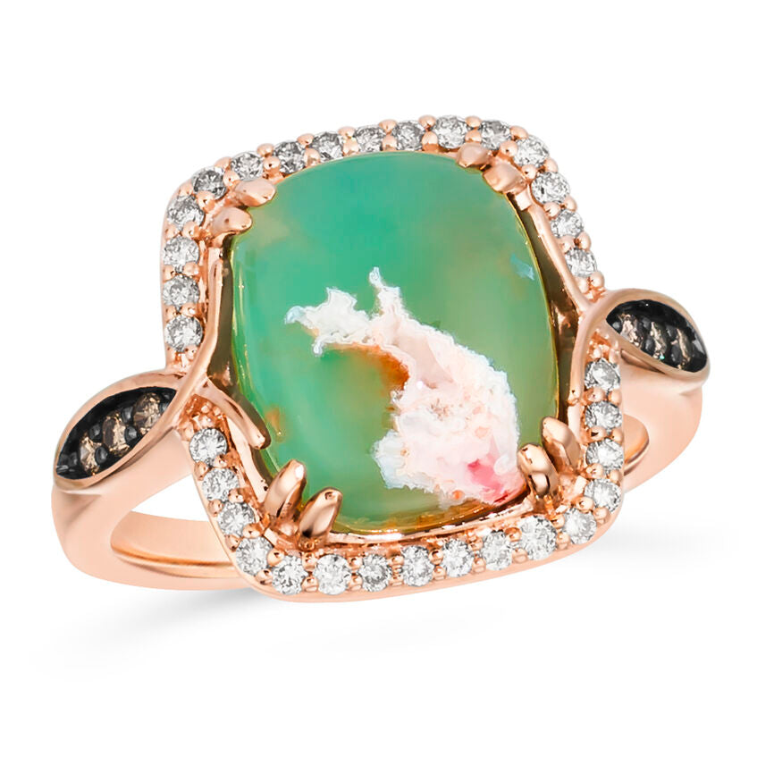 4 7/8 cts Green Aquaprase and Topaz Ring in Sterling Silver Plated Rose Gold by Le Vian - BirthStone.com