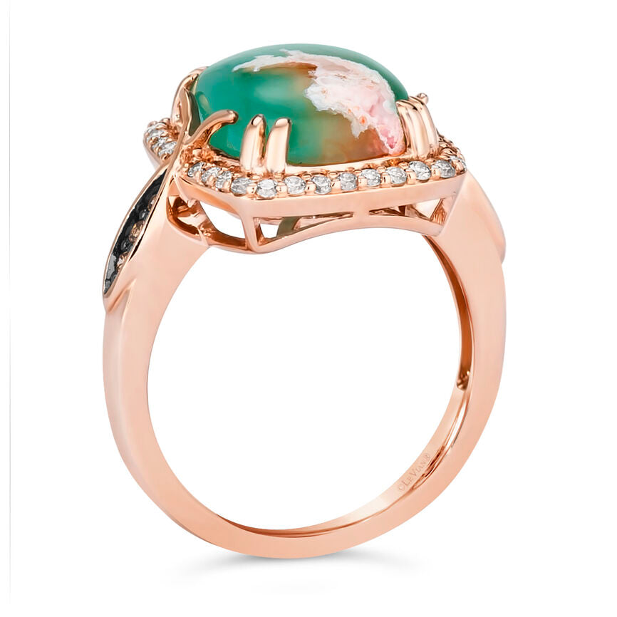 4 7/8 cts Green Aquaprase and Topaz Ring in Sterling Silver Plated Rose Gold by Le Vian - BirthStone.com