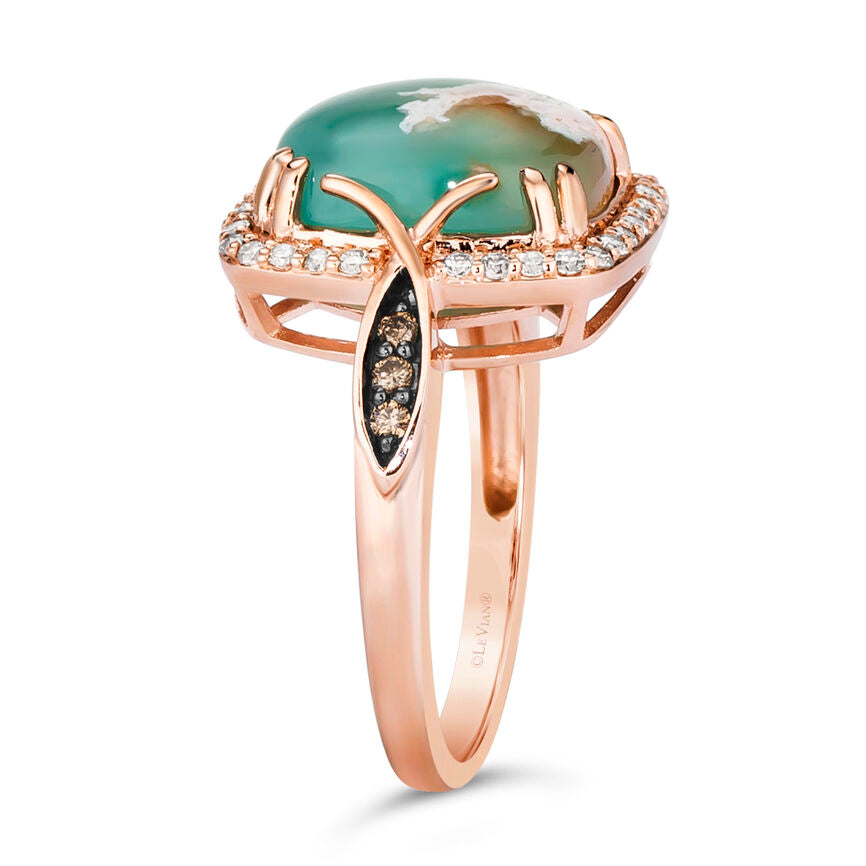 4 7/8 cts Green Aquaprase and Topaz Ring in Sterling Silver Plated Rose Gold by Le Vian - BirthStone.com