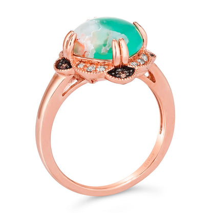 3 1/3 cts Green Aquaprase and Topaz Ring in Sterling Silver Plated Rose Gold by Le Vian - BirthStone.com