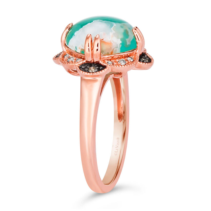 3 1/3 cts Green Aquaprase and Topaz Ring in Sterling Silver Plated Rose Gold by Le Vian - BirthStone.com