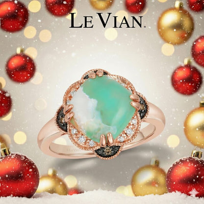 3 1/3 cts Green Aquaprase and Topaz Ring in Sterling Silver Plated Rose Gold by Le Vian