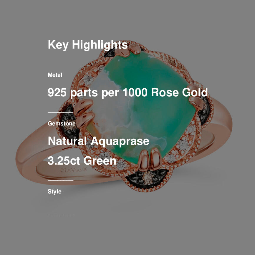 3 1/3 cts Green Aquaprase and Topaz Ring in Sterling Silver Plated Rose Gold by Le Vian