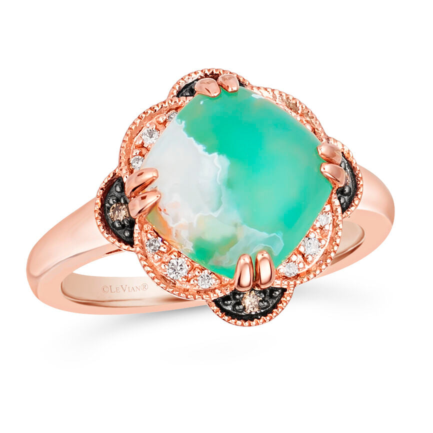 3 1/3 cts Green Aquaprase and Topaz Ring in Sterling Silver Plated Rose Gold by Le Vian - BirthStone.com