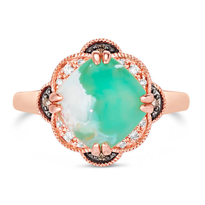 3 1/3 cts Green Aquaprase and Topaz Ring in Sterling Silver Plated Rose Gold by Le Vian