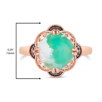 3 1/3 cts Green Aquaprase and Topaz Ring in Sterling Silver Plated Rose Gold by Le Vian