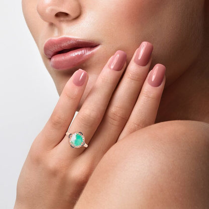 3 1/3 cts Green Aquaprase and Topaz Ring in Sterling Silver Plated Rose Gold by Le Vian