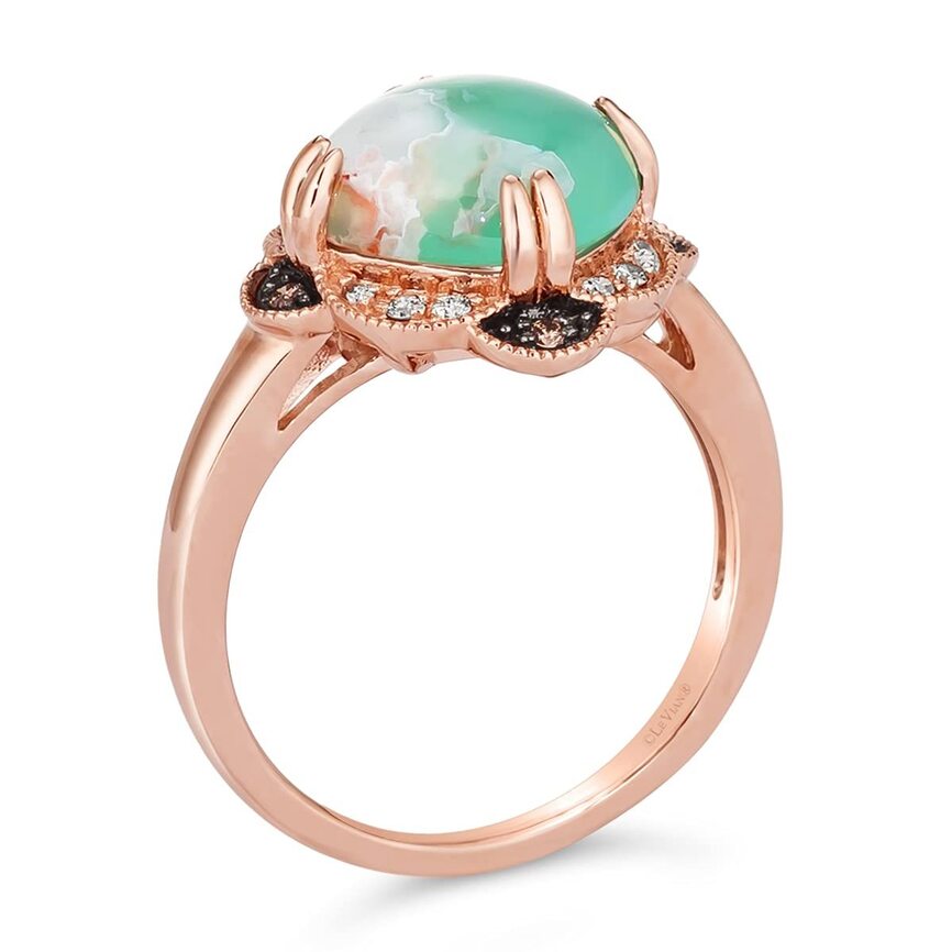 3 1/3 cts Green Aquaprase and Topaz Ring in Sterling Silver Plated Rose Gold by Le Vian