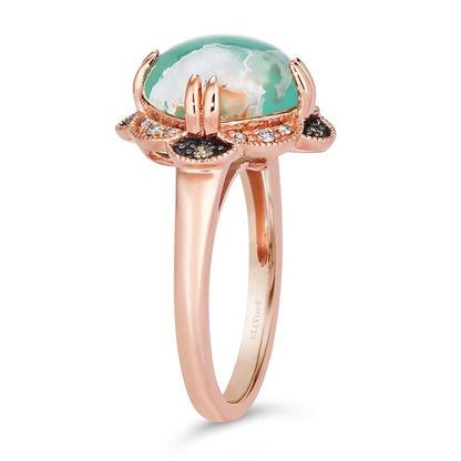 3 1/3 cts Green Aquaprase and Topaz Ring in Sterling Silver Plated Rose Gold by Le Vian