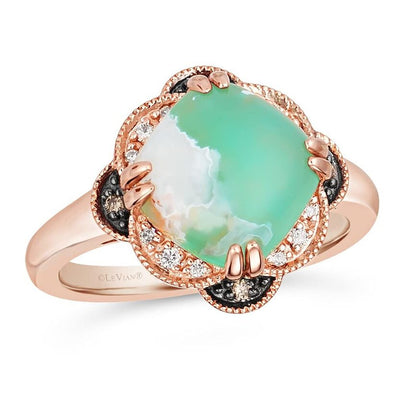 3 1/3 cts Green Aquaprase and Topaz Ring in Sterling Silver Plated Rose Gold by Le Vian