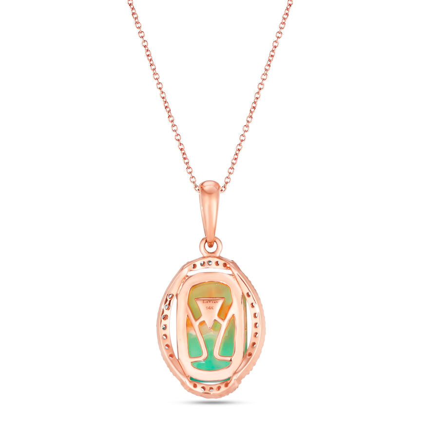 4 1/4 cts Green Aquaprase and Topaz Necklace in Sterling Silver Plated Rose Gold by Le Vian - BirthStone.com