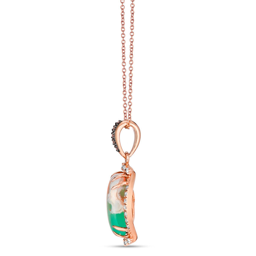 4 1/4 cts Green Aquaprase and Topaz Necklace in Sterling Silver Plated Rose Gold by Le Vian - BirthStone.com