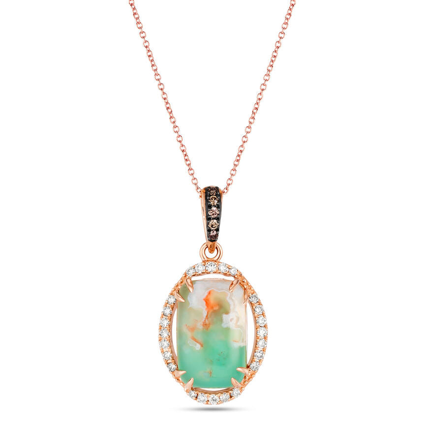 4 1/4 cts Green Aquaprase and Topaz Necklace in Sterling Silver Plated Rose Gold by Le Vian - BirthStone.com