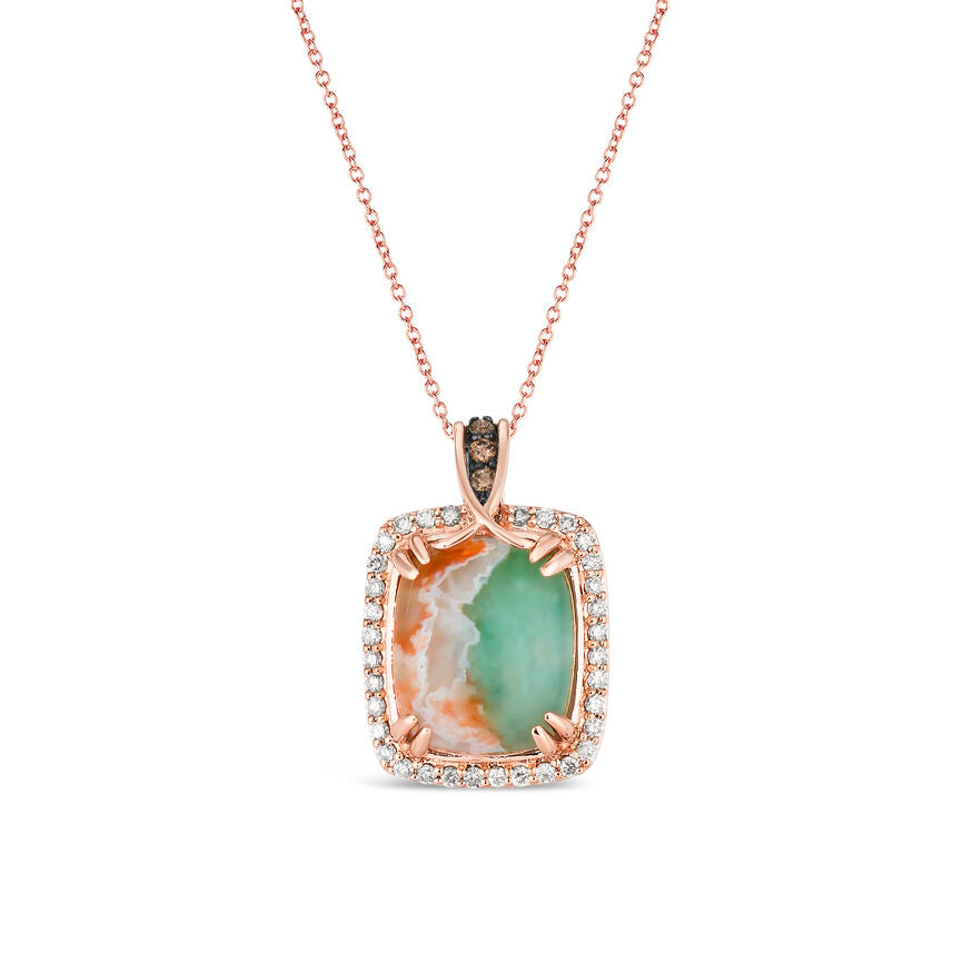 4 7/8 cts Green Aquaprase and Topaz Necklace in Sterling Silver Plated Rose Gold by Le Vian - BirthStone.com