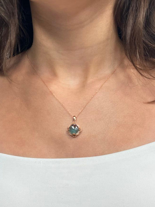 3 1/2 cts Green Aquaprase and Topaz Necklace in Sterling Silver Plated Rose Gold by Le Vian - BirthStone.com