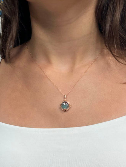 3 1/2 cts Green Aquaprase and Topaz Necklace in Sterling Silver Plated Rose Gold by Le Vian - BirthStone.com